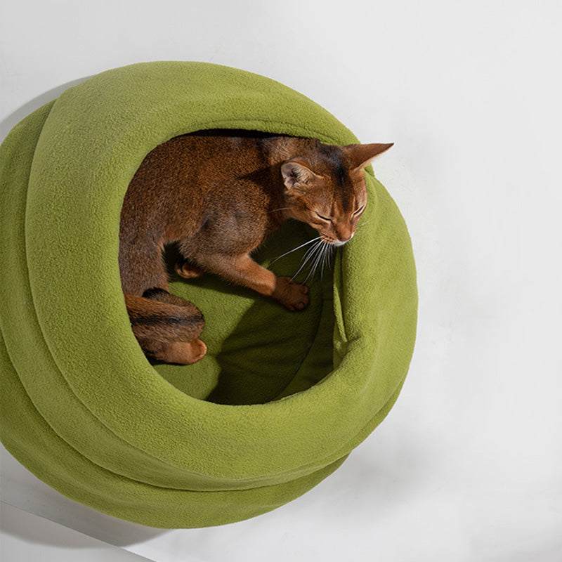 Fleece Semi-enclosed Cat Cave House Bed