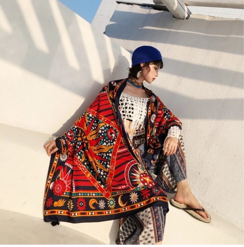 Women's Retro Vacation Geometric Cotton And Linen Scarf