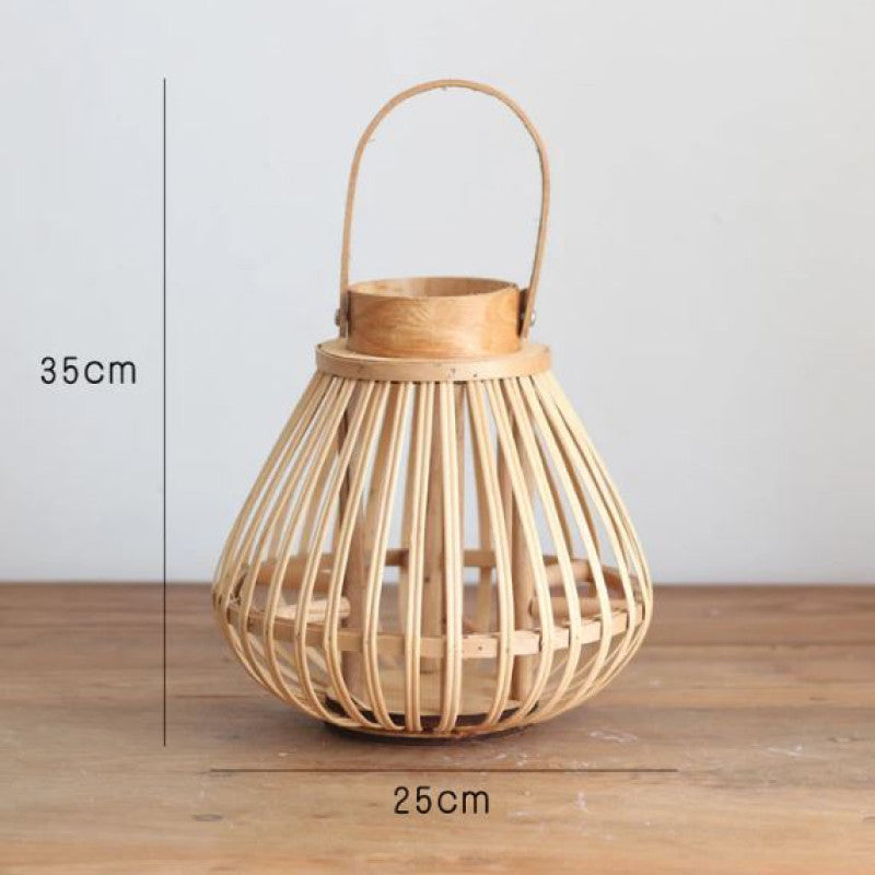 HANDMADE BAMBOO WIND LANTERN CANDLE HOLDER ORNAMENT