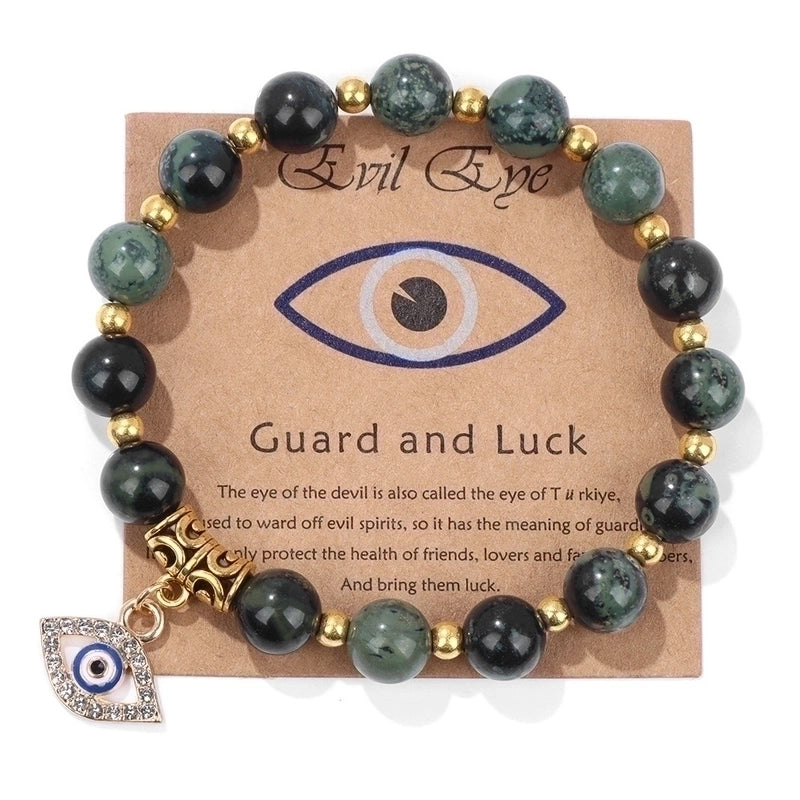 Retro Ethnic Style Devil'S Eye Alloy Natural Stone Elastic String Woven Chain Bracelets In Bulk
