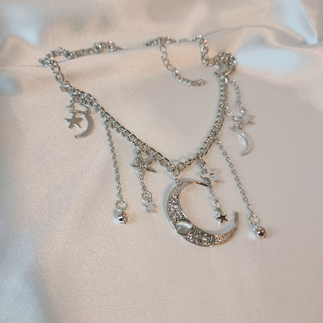 unzzy fantasy star and moon clavicle chain KF50077