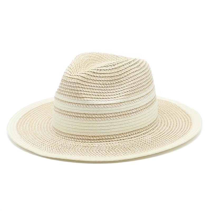 Women's Minimalist Classic Style Color Block Flat Eaves Straw Hat