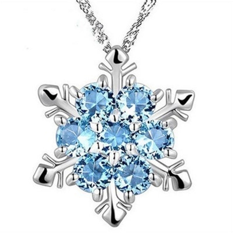 Christmas Series  Style Trendy Snowflake Full Zircon Pendant Crystal Sparkling Necklace Direct Sales
