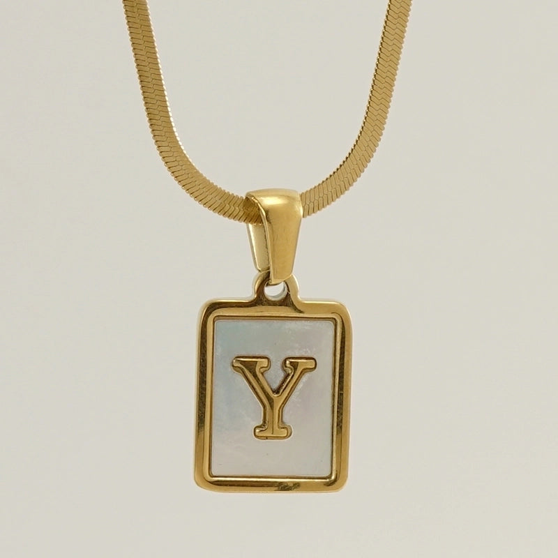 Stainless Steel 18K Gold Plated Casual  Plating Inlay Letter Shell Pendant Necklace