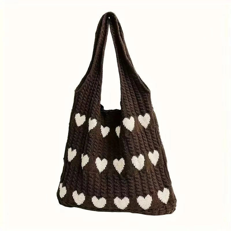 Women's Large Polyester Heart Shape Basic Square Open Tote Bag