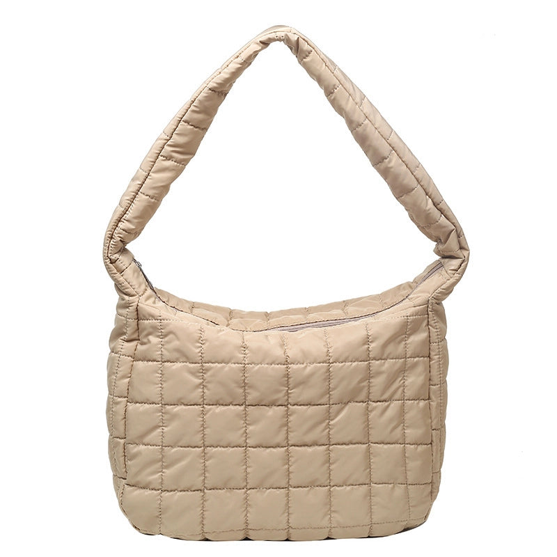 Women's Large Polyester Lingge Fashion Dumpling Shape Zipper Crossbody Bag