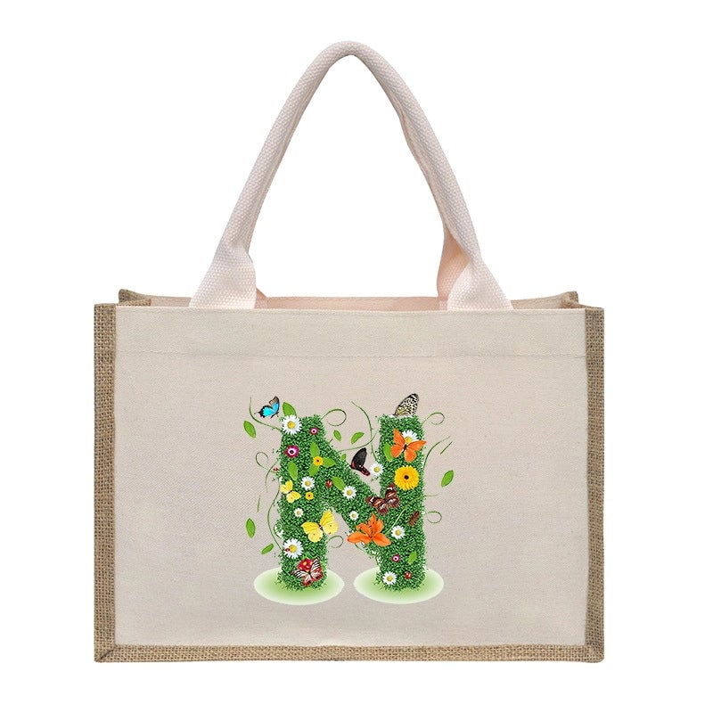 Women's Medium Canvas Letter Basic Classic Style Open Shopping Bags