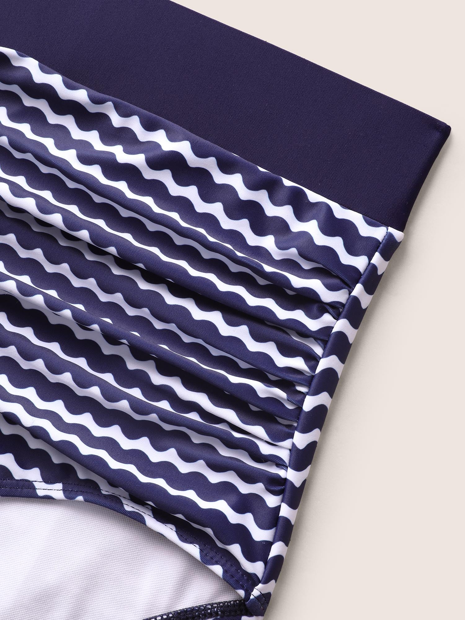 Striped Print High Rise Ruched Swim Bottom