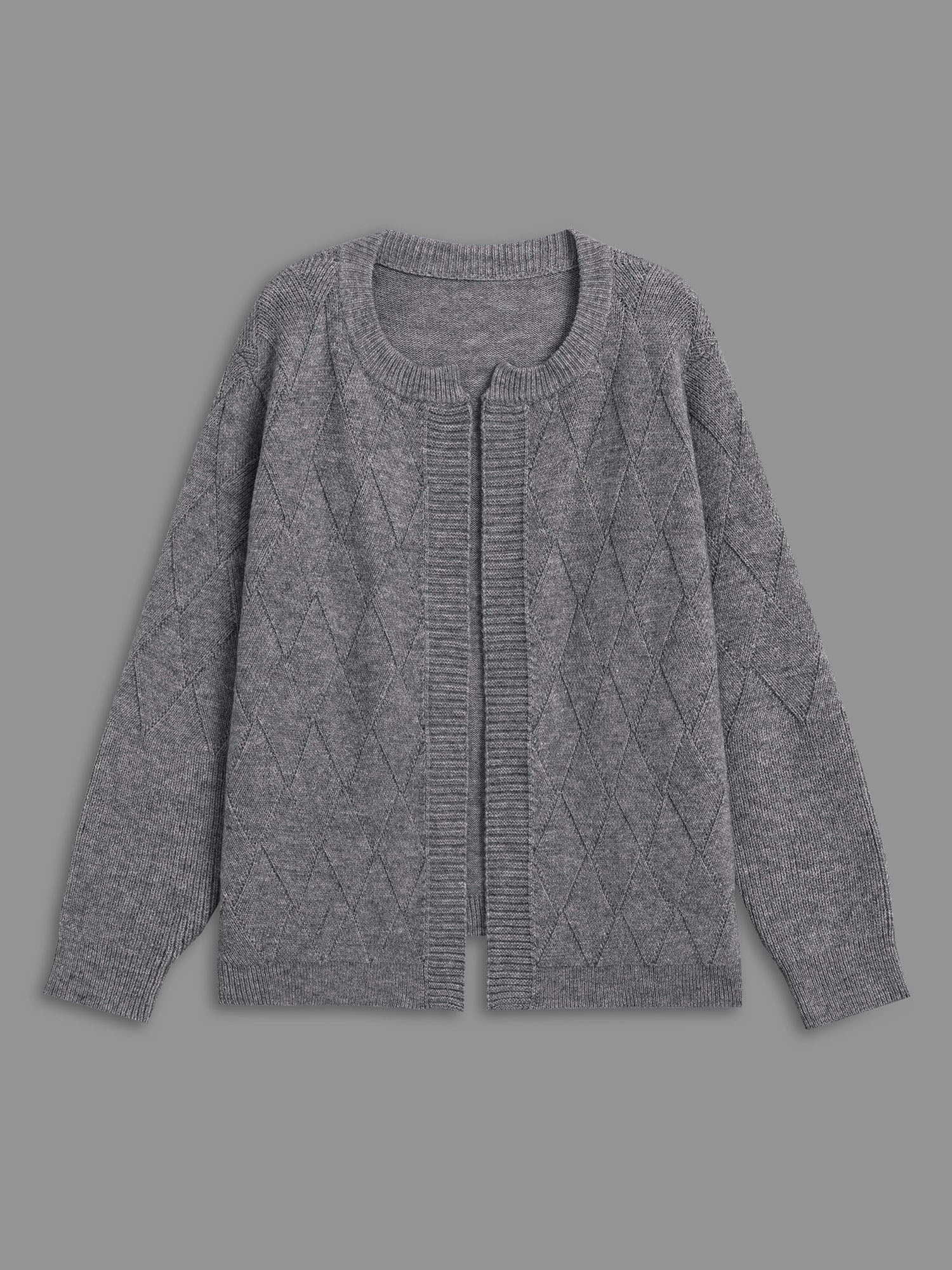 Solid Textured Open Front Cardigan