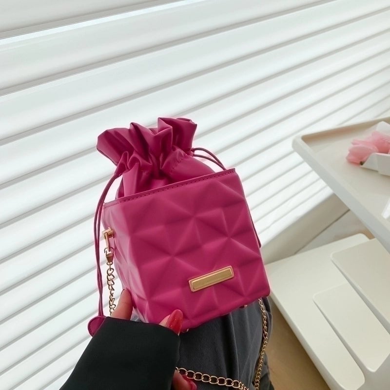Women's Small Pu Leather Solid Color Streetwear Square String Crossbody Bag