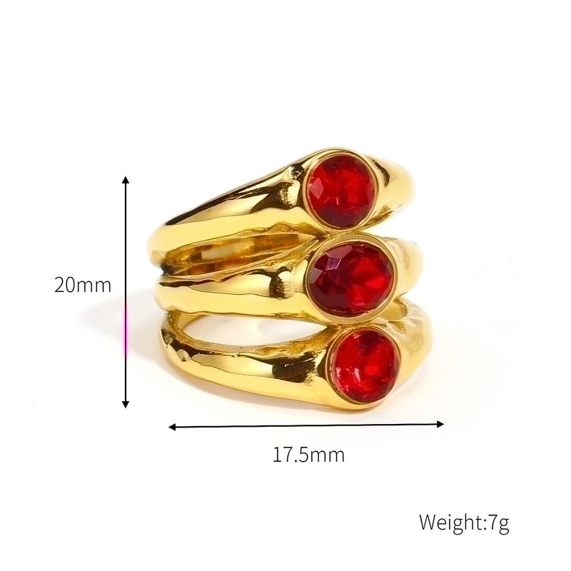 3 Pieces Minimalist Commute Geometric Titanium Steel Inlay Zircon Rings