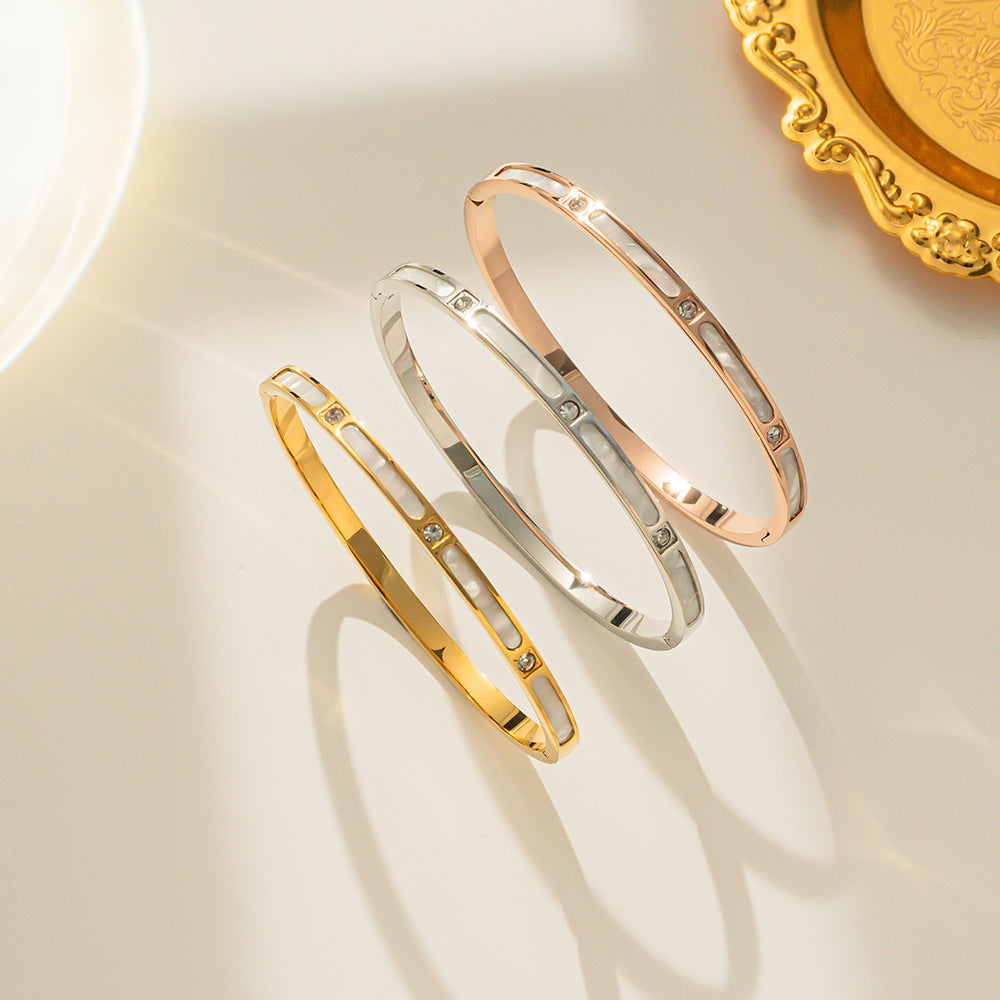 Shell Titanium Steel 18K Gold Plated Bangles
