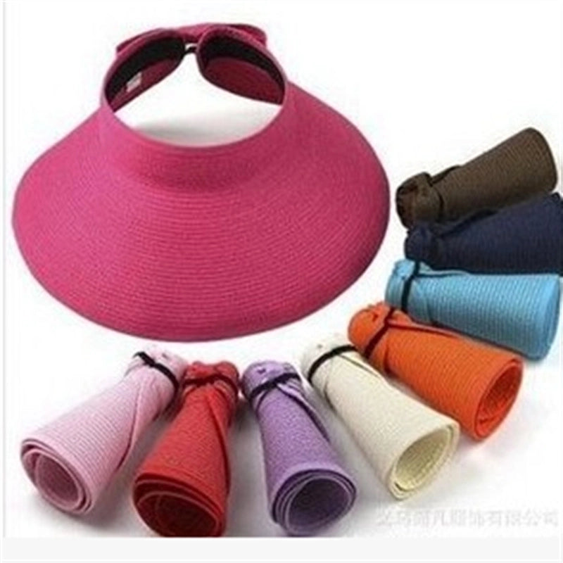 Summer Fashion Sunshade Empty Top Folding Big Brim Straw Hat