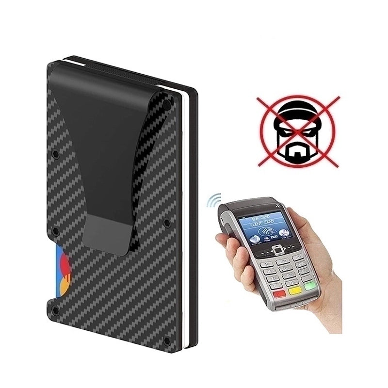 Men's Plaid Carbon Fiber Microfiber Open Card Holders