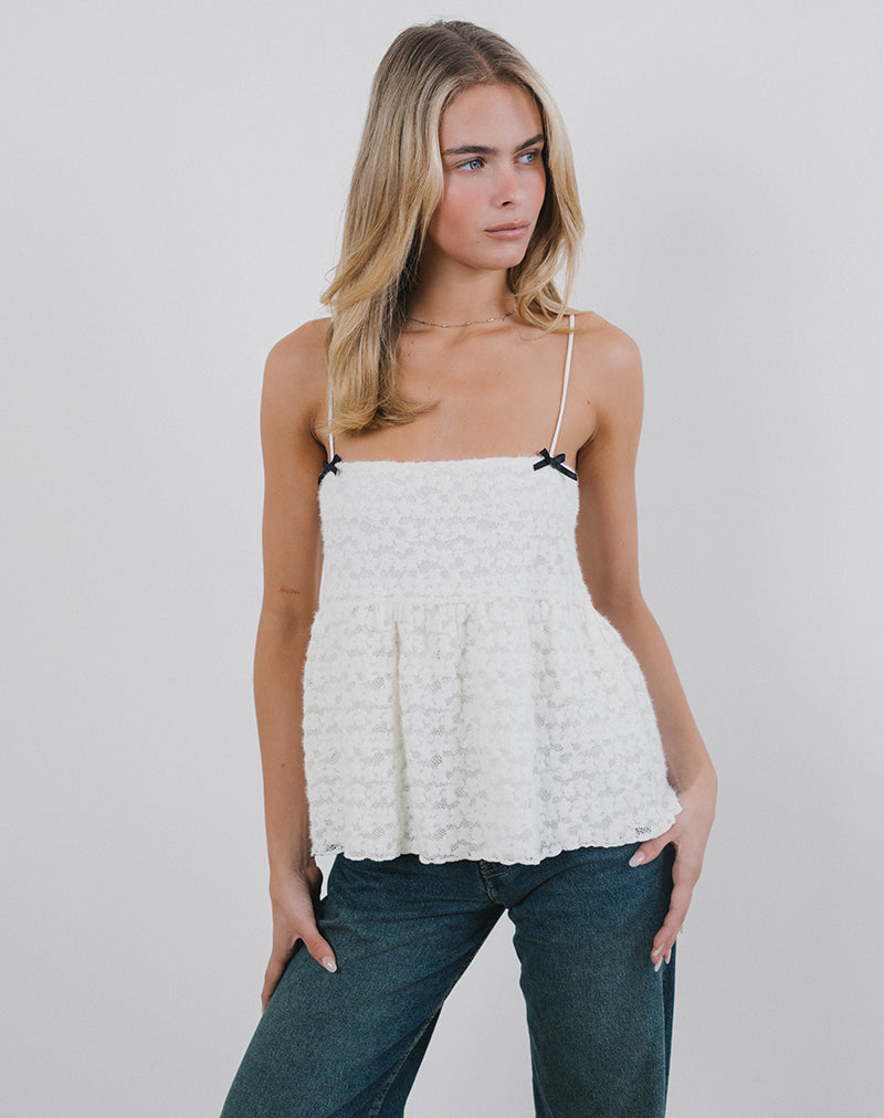 Marreta Cami Top in Dahlia Lace Ivory