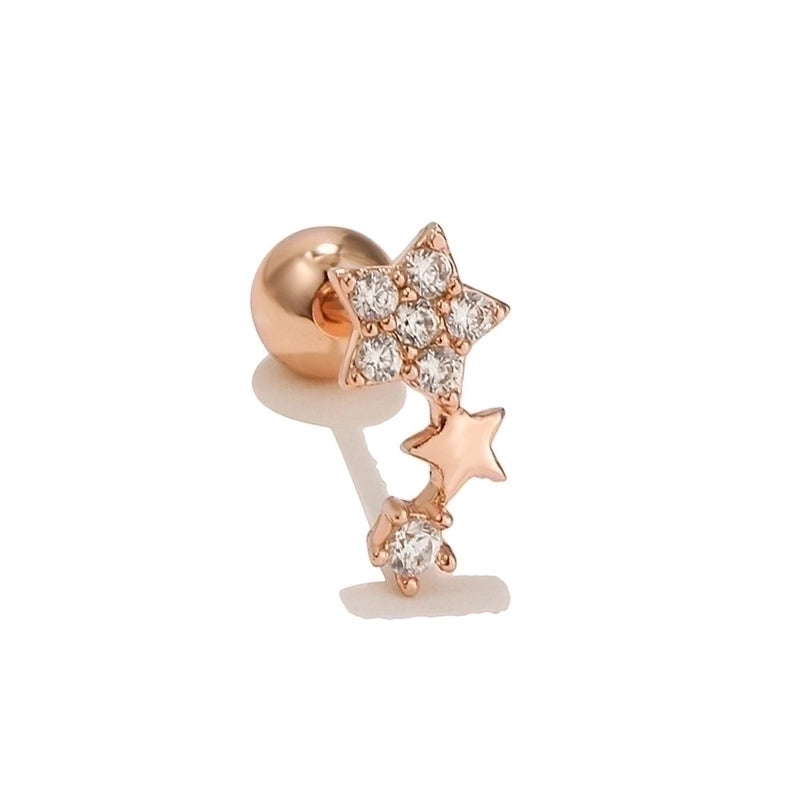 Star Brass Gem Earrings Ear Studs
