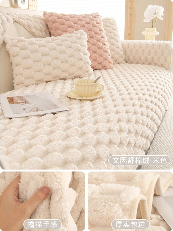 Winter Thick Warm Plush Sofa Cushion New  Simple Non-slip Cushion Winter Cover Cloth