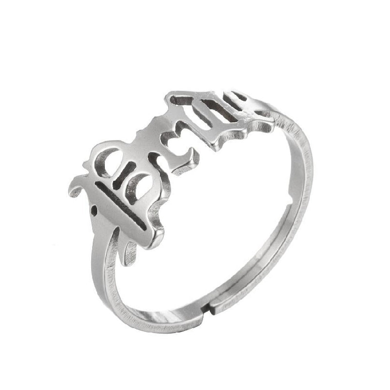 Fashion Letter 201 Stainless Steel 18K Gold Plated Hollow Out Rings