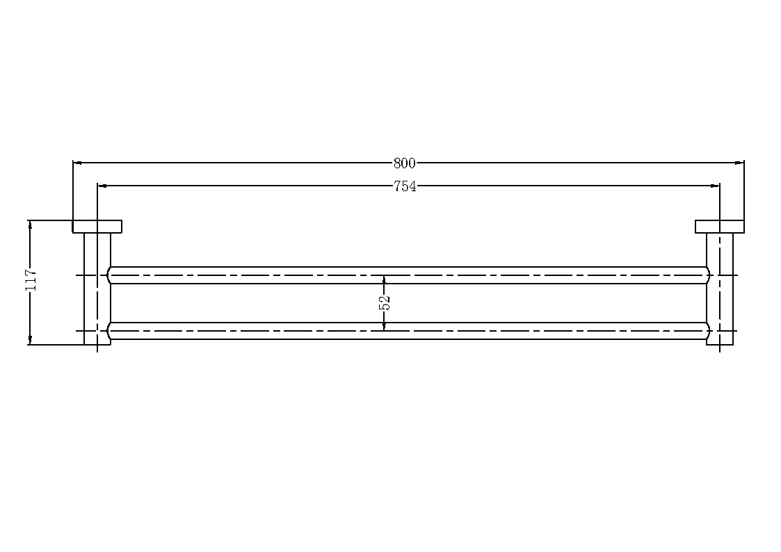 Nero Mecca Double Towel Rail 800mm Gunmetal Grey / NR1930dGM
