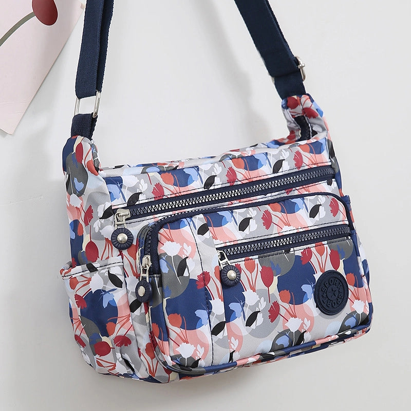 Women's Oxford Cloth Printing Vintage Style Square Zipper Crossbody Bag