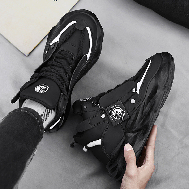 Men's Leather High-Top Chunky Casual Sneakers