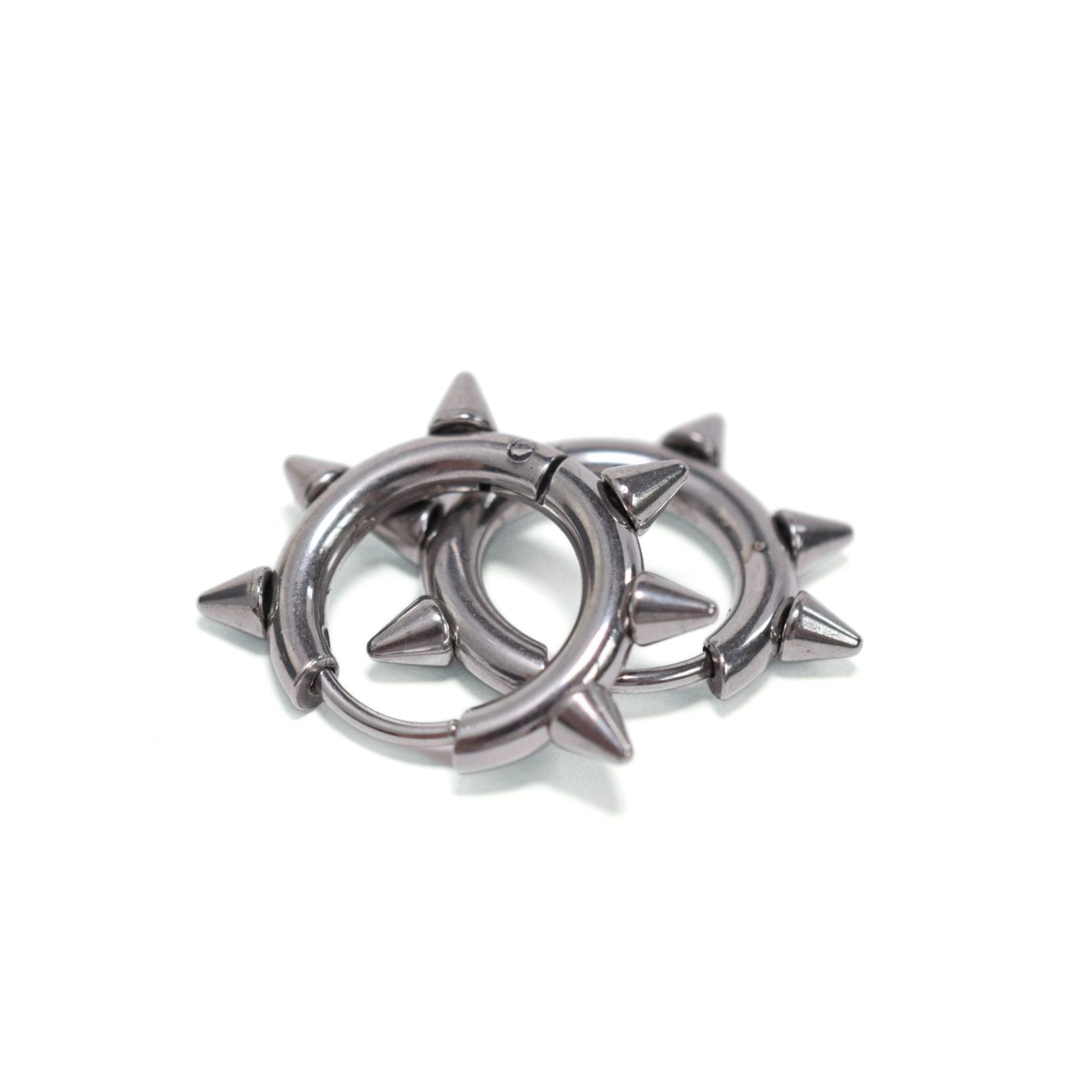 Slim spiked hoops - Silver