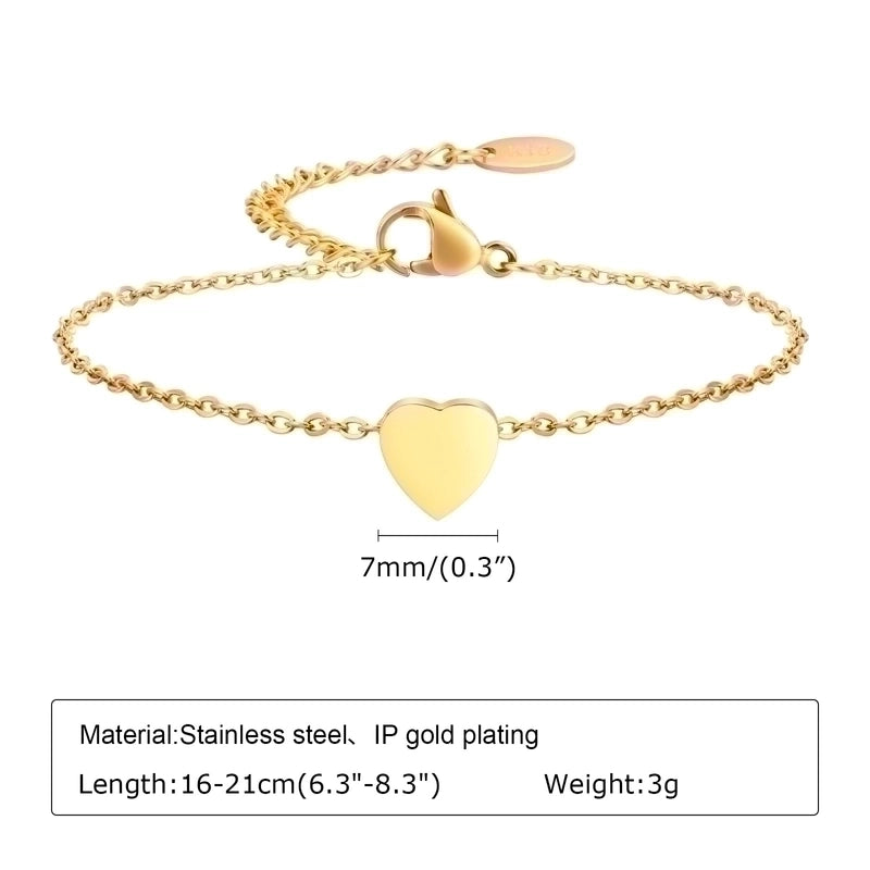 Minimalist Letter Heart Shape 304 Stainless Steel Bracelets In Bulk