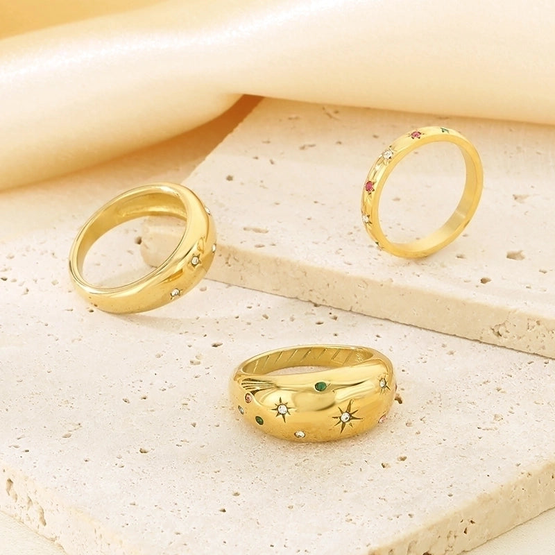 Vintage Style Classic Style Hexagram 304 Stainless Steel 18K Gold Plated Rings