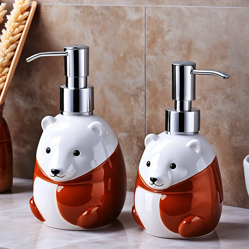 hotel kitchen bathroom home decor custom modern cute animal ceramic hamster foam liquid soap dispenser bottles set