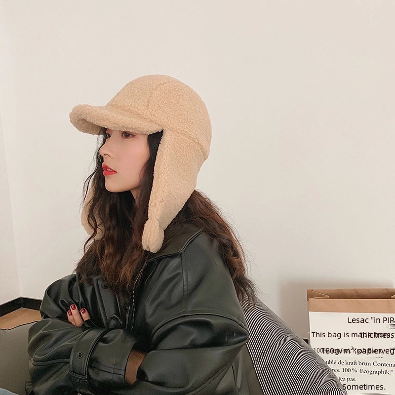 Hat Women's Autumn And Winter Baseball Cap Korean Style Japanese Style Cute Ear Protector Winter Plush Thickened Lei Feng Cap
