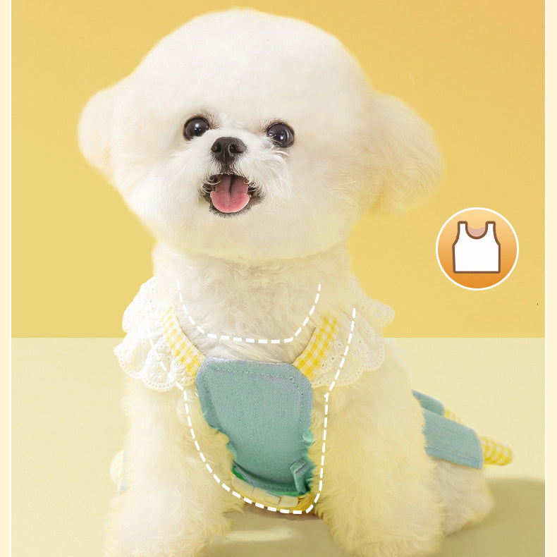 Cute Animal Decor Denim Dog Harness Dress