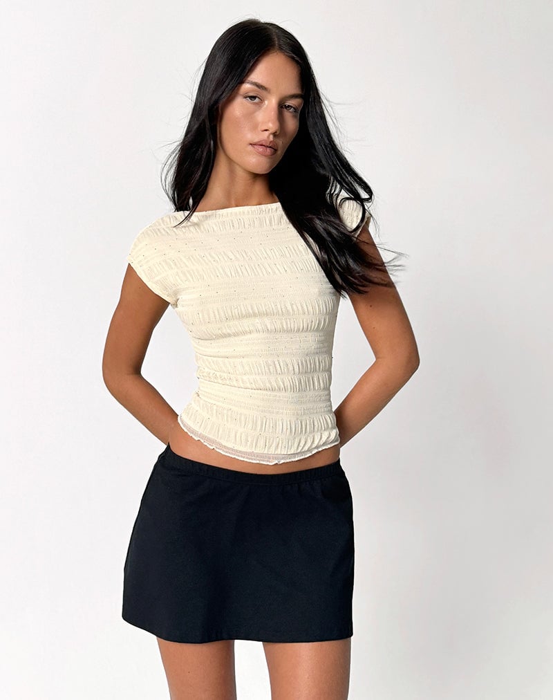 Erika Backless Top in Sequin Mesh Ivory