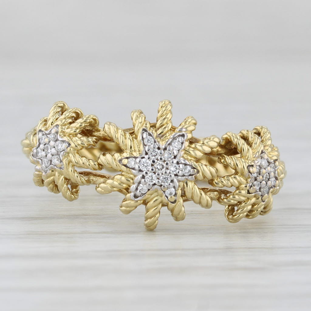 0.10ctw Diamond Pave Starbursts Ring 18k Yellow Gold Size 6.75