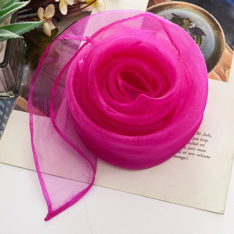 Women's Sweet Solid Color Polyester Silk Scarf