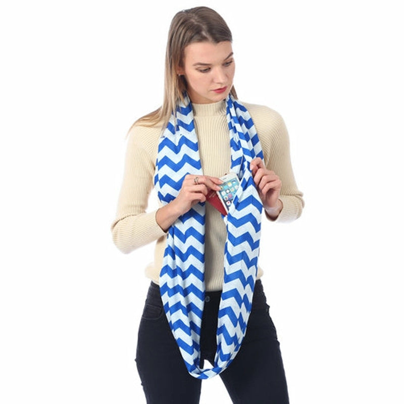 Pocket Scarf Scarf Women Fish Bone Zipper Storage Pocket Scarf Infinity Scarf