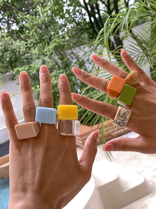 Stylish Resin 8 Colors Geometric Ring