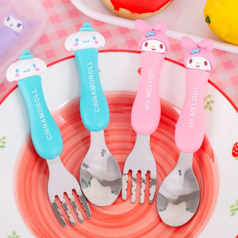 CUTE CARTOON ANIME SPOON FORK SET PORTABLE STAINLESS STEEL TABLEWARE