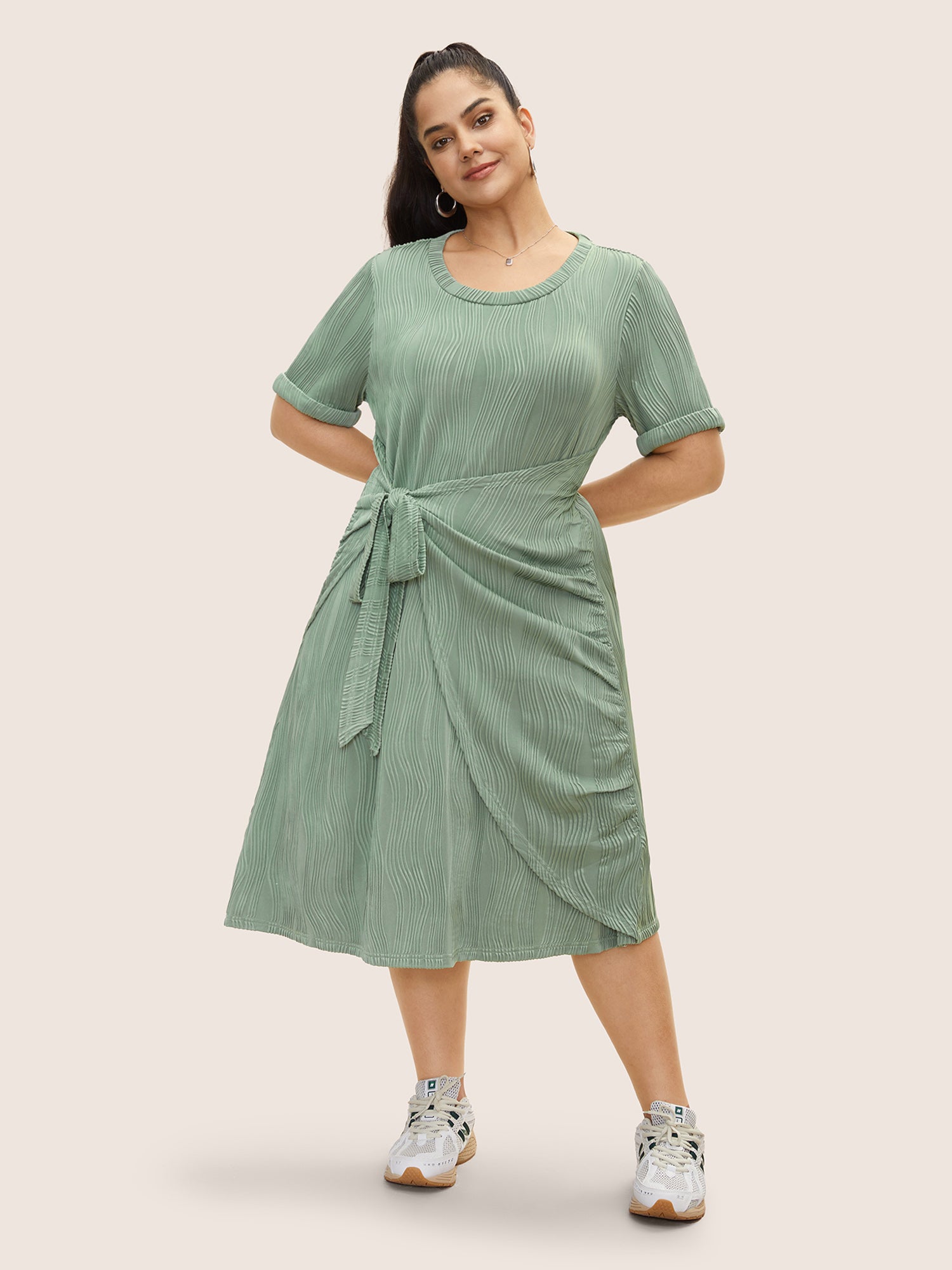 Round Neck Pit Strip Tie Knot Dress