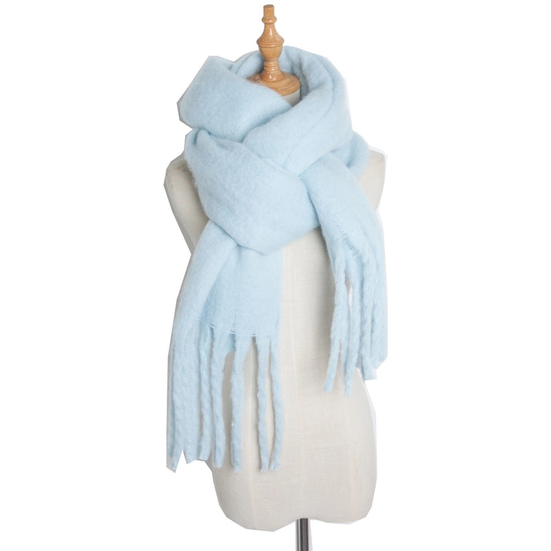 Autumn And Winter New Women's Shawl Long Tassel Thick Grass Green Thick Solid Color Scarf Multi-color Optional