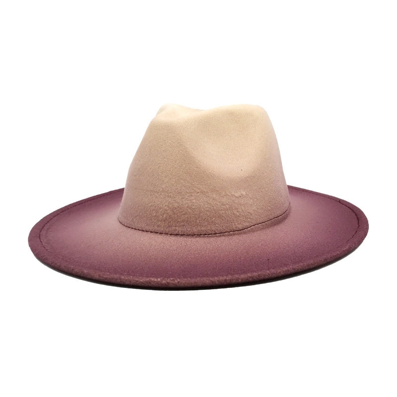 Popular Wool Hat Women's Fashion Gradient Jazz Hat Hat Men's Outdoor Sunshade Felt Hat