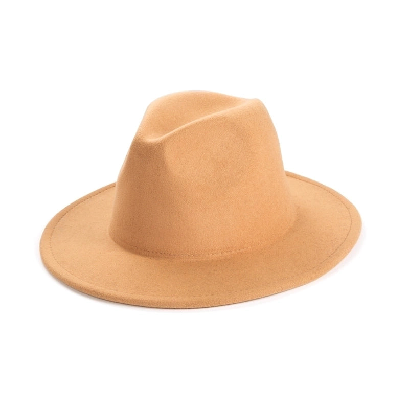 Unisex Elegant Solid Color Big Eaves Fedora Hat