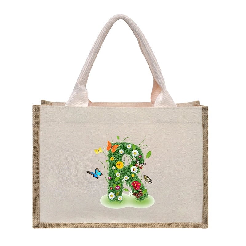 Women's Medium Canvas Letter Basic Classic Style Open Shopping Bags