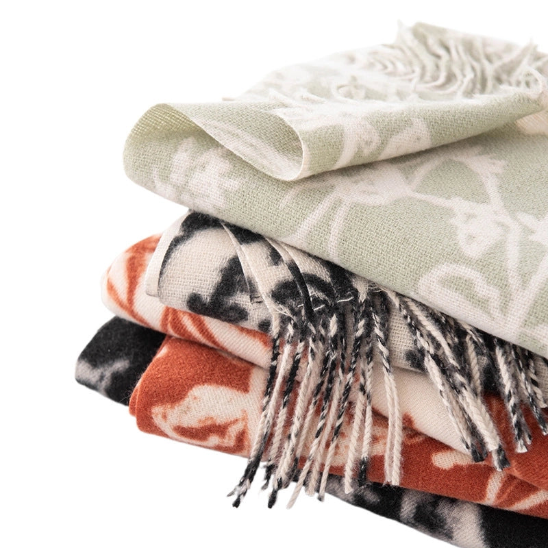 Women's Sweet Flower Polyester Tassel Scarf