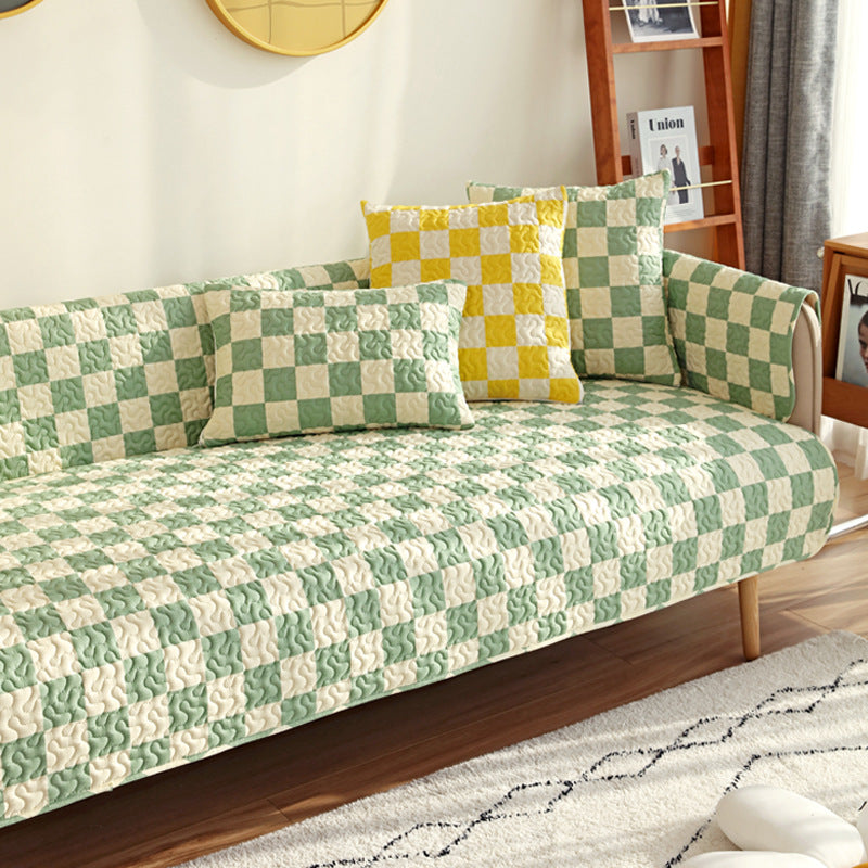 Colorful Checkerboard Anti-scratch Furniture Protector Couch Cover