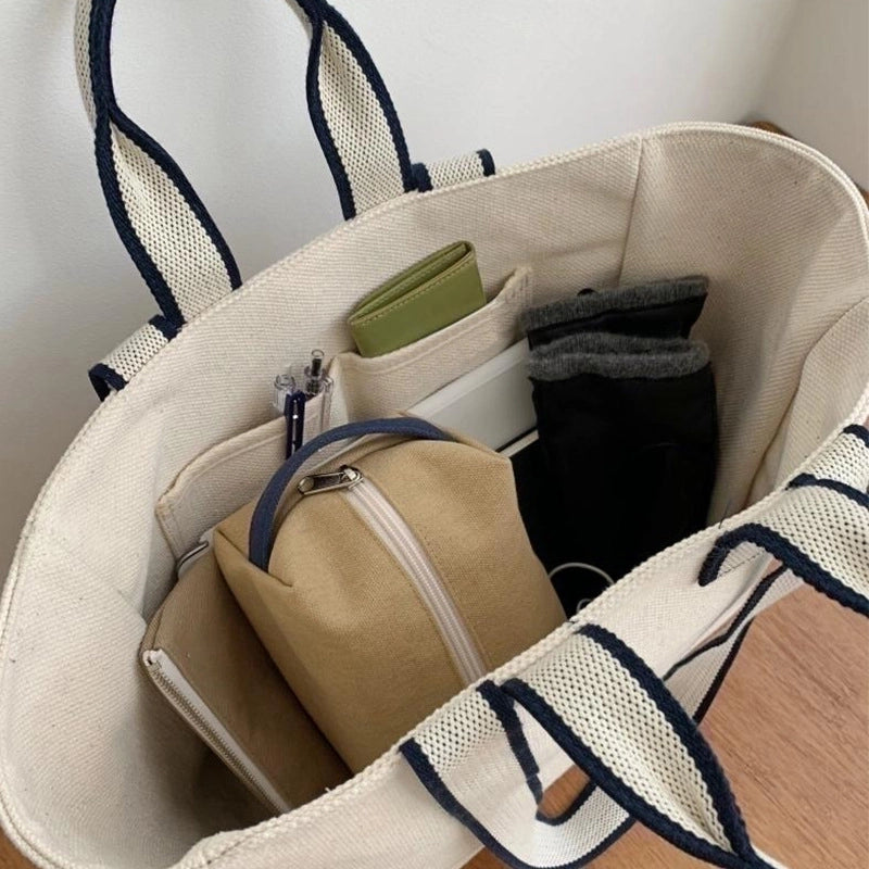 Women's Canvas Solid Color Elegant Square Open Handbag