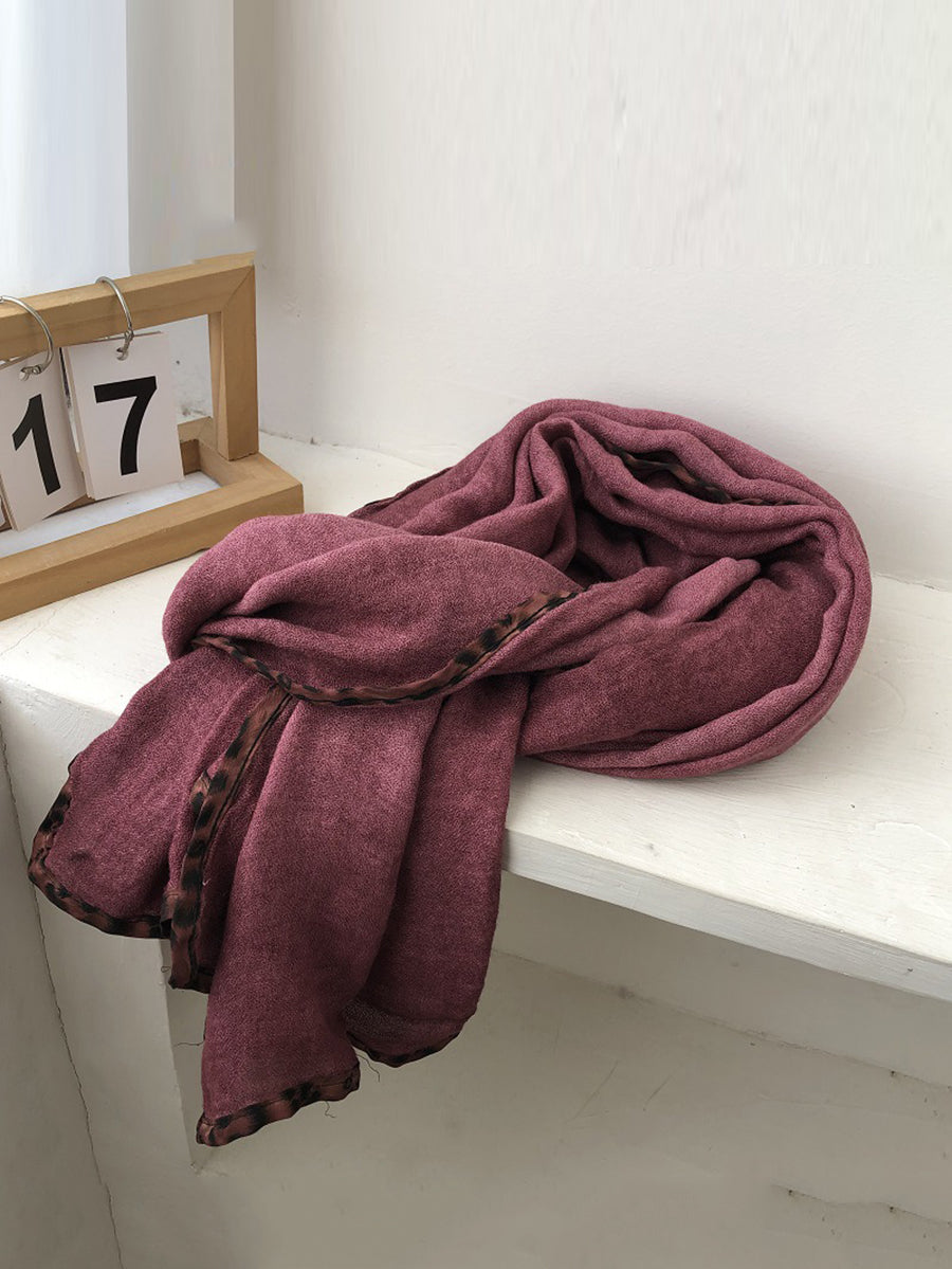 Women Vintage Pure Color Cotton Shawl Scarf