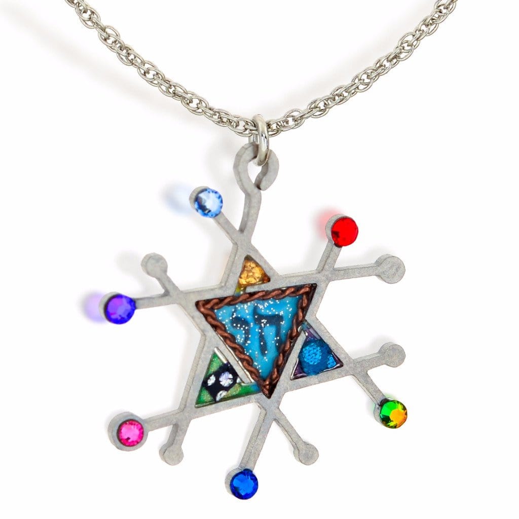 Full of Life Seeka Modern Judaic Star & Chai Necklace