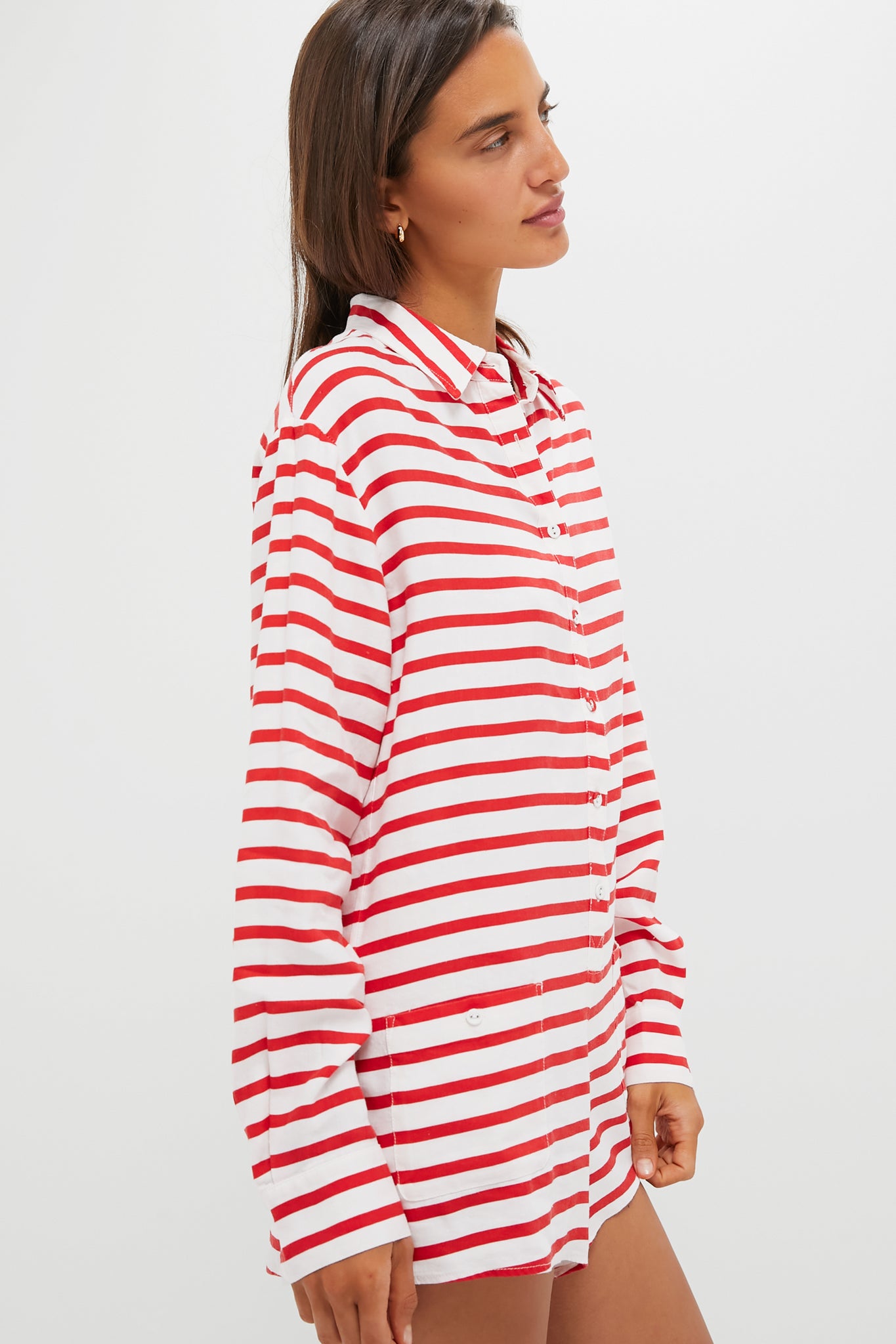 True Red and Off-White Sailor Stripe Linen Beach Romper