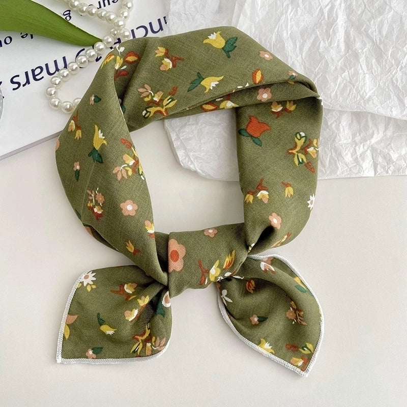 Women's Sweet Minimalist Color Block Cotton And Linen Printing Scarf