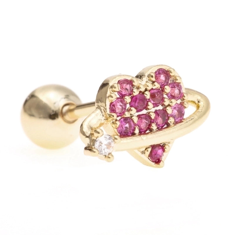 Fashion Geometric Brass Plating Zircon Ear Studs 1 Piece